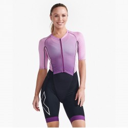 2XU - costum triatlon femei cu maneca scurta - Light Speed Sleeved - roz lila
