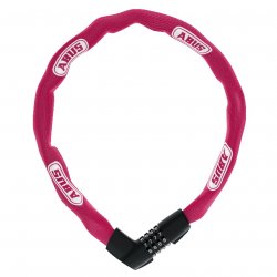 Abus - bike anti theft chain lock with key - Tresor 1385/85 - coral pink
