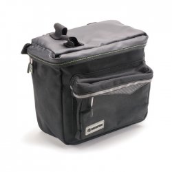 Bikefun - Bike handlebar bag MPB (with green protective cover) - black gray reflect