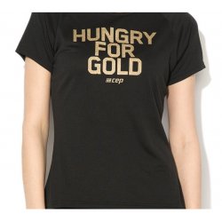 CEP Tricou alergare  femei Brand metalized Run shirt - negru auriu