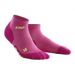 CEP - women's compression socks above ankle 8cm Low Cut Ultralight socks - electric pink green