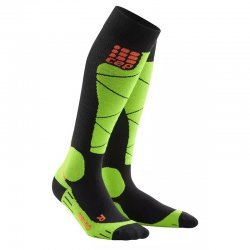 CEP - women's Ski Thermo Merino Socks - black lime green