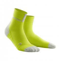 CEP - sosete scurte de compresie 16cm, pentru femei Short Socks 3.0 - verde intens lime gri deschis
