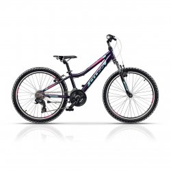 Cross - bicicleta MTB 24 inch, aluminiu, pentru fete Cross Speedster - mov inchis roz bleu