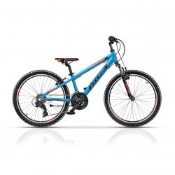 Cross - bicicleta MTB 24 inch, aluminiu, pentru baieti Cross Speedster - albastru deschis negru