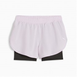 Puma - running short pants for women Run Favourite Woven 2 in 1, 3 inch pants - black grape mist purple