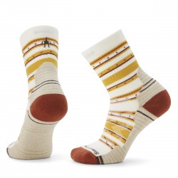 Smartwool - sport socks for women Hike Stitch Stripe Light Cushion Mid Crew socks - white Natural brown yellow