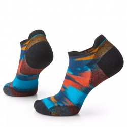 Smartwool - sport socks for women Run Brushed Print Low Targeted Cushion Low Ankle socks - black Alpine Blue red