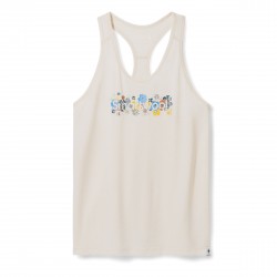 Smartwool - sport shirt for women Floral Meadow Graphic W Tank - Almond Heather white