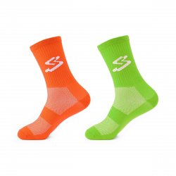 Spiuk - long cycling socks set TEN LONG 2 PACK - intense green orange