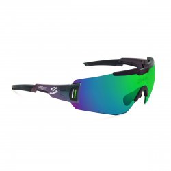 Spiuk - sport sun glasses Profit, 2 replacement lens clear and mirrored-green - multicolored (iridescent) frame