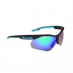 Spiuk - sport sun glasses Ventix K, 2 replacement lens clear and mirrored green - black turquoise frame