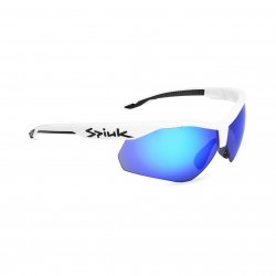 Spiuk - sport sun glasses Ventix K, 2 replacement lens clear and mirrored blue - white black frame