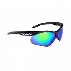 Spiuk - sport sun glasses Ventix K, 2 replacement lens clear and mirrored green - black frame
