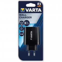 Varta - incarcator priza Wall Charger, Putere maxima 38W - 1x mufa USB-C + 2x mufa USB-A 