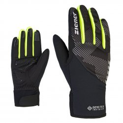 Ziener - cycling gloves for adults long fingers Dagur GTX INF Touch - black ink dark gray fluo green