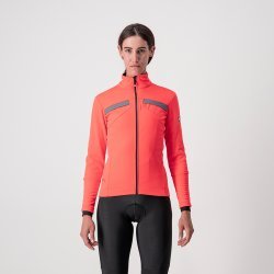 Castelli Dinamica - jacheta ciclism pentru femei cu Gore-Tex Infinium - roz cu elemente reflectorizante