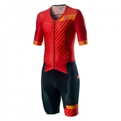 Castelli - triathlon trisuit for men, short sleeves Free Sanremo SS Suit - orange black red