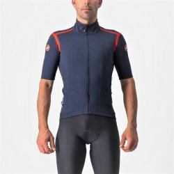 Castelli - cycling jacket for men with short sleeves Gabba RoS - savile dark blue orange 