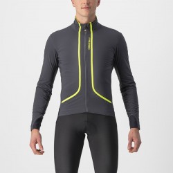 Castelli - cycling jacket cold weather or winter Flight Air jacket - anthracite gray fluo yellow