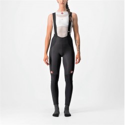 Castelli - Pantaloni lungi ciclism cu bretele pentru iarna si vreme rece pentru femei Sorpasso Ros W bibtight - negru gri reflex