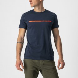 Castelli - Cycling Casual T-shirt with short sleeve Ventaglio Tee  - navy blue orange