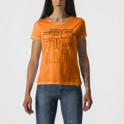 Castelli - women Cycling Casual T-shirt with short sleeve Bellagio Tee - orange