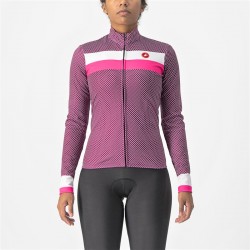 Castelli - tricou ciclism maneca lunga pentru femei Volare LS jersey roz ciclam Alb