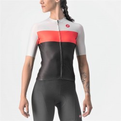 Castelli - women cycling shirt, short sleeved Aero Pro jersey - white brilliant pink black
