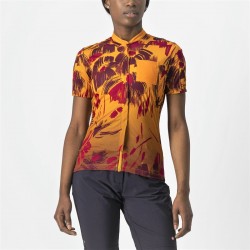 Castelli - women cycling shirt, short sleeved Unlimited Sentiero jersey - orange barbaresco dark red