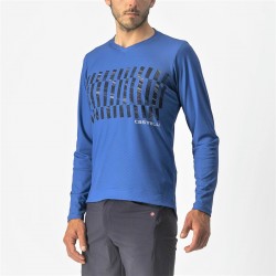 Castelli - long sleeves cycling shirt for men Castelli Trail Tech LS Tee jersey - electric blue black 