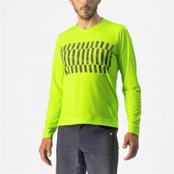 Castelli - long sleeves cycling shirt for men Castelli Trail Tech LS Tee jersey - electric yellow fluo lime black 
