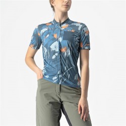 Castelli - women cycling shirt, short sleeved Unlimited Sentiero jersey - light blue coral orange