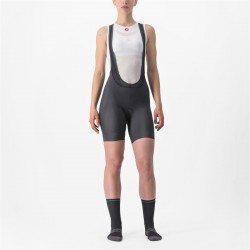 Castelli - pantaloni scurti pentru ciclism cu bretele pentru femei Prima Bibshort - gri inchis antracit portocaliu negru