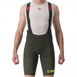 Castelli - Cycling pants for men Premio shorts Ltd Edition - khaki green fluo yellow
