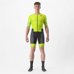 Castelli - costum trisuit triatlon pentru barbati, maneca scurta Free Sanremo SS Suit - galben fluo negru