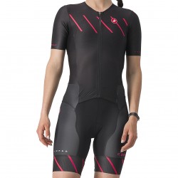Castelli - triathlon trisuit for women, short sleeves Free Sanremo  W Suit - black magenta pink