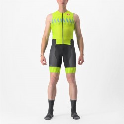 Castelli - costum trisuit triatlon pentru barbati, fara maneci Free Sanremo SL Suit - negru galben fluo