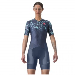 Castelli - triathlon trisuit for women, short sleeves Free Sanremo  SS Suit - belgian dark blue turquoise