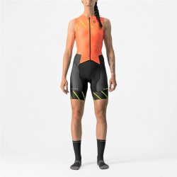 Castelli - costum trisuit triatlon pentru femei, fara maneca Free Sanremo SL Suit - negru portocaliu