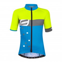  Force - Cycling shirt for kids Square jersey - blue gray fluo green