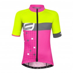  Force - Cycling shirt for kids Square jersey - pink gray fluo green