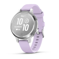 Garmin - Lily 2 - Active - Ramă argintie cu carcasă Jasmine Purple și curea din silicon