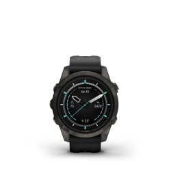 Garmin - epix Pro 42mm Gen 2s Sapphire smartwatch premium AMOLED - ramă gri din titanium DLC si curea din silicon neagră