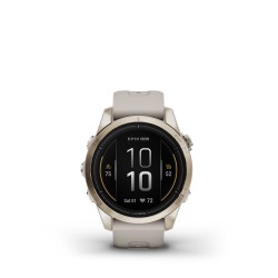 Garmin - epix Pro 42mm Gen 2s Sapphire AMOLED GPS smartwatch - Soft Gold Stainless Steel with light sand silicone band