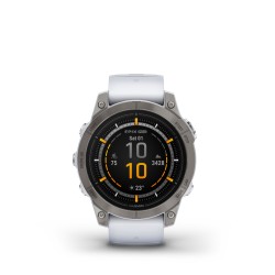 Garmin - epix Pro 47mm Gen 2 Sapphire smartwatch premium AMOLED - ramă din titanium si curea din silicon albă