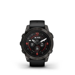 Garmin - epix Pro 47mm Gen 2 Sapphire smartwatch premium AMOLED - ramă gri din titanium DLC si curea din silicon neagră