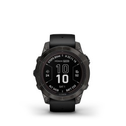 Garmin - fenix 7 Pro Sapphire Solar smartwatch premium cu incarcare solara 47mm - ramă negru gri din titanium DLC si curea din silicon neagră