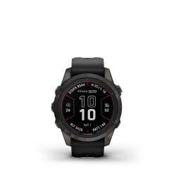 Garmin - fenix 7s Pro Sapphire Solar smartwatch premium cu incarcare solara 42mm - ramă gri din titanium DLC si curea din silicon neagră
