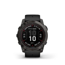 Garmin - fenix 7x Pro Sapphire Solar smartwatch premium cu incarcare solara 51mm - ramă Titan DLC Carbon Grey si curea din silicon neagră